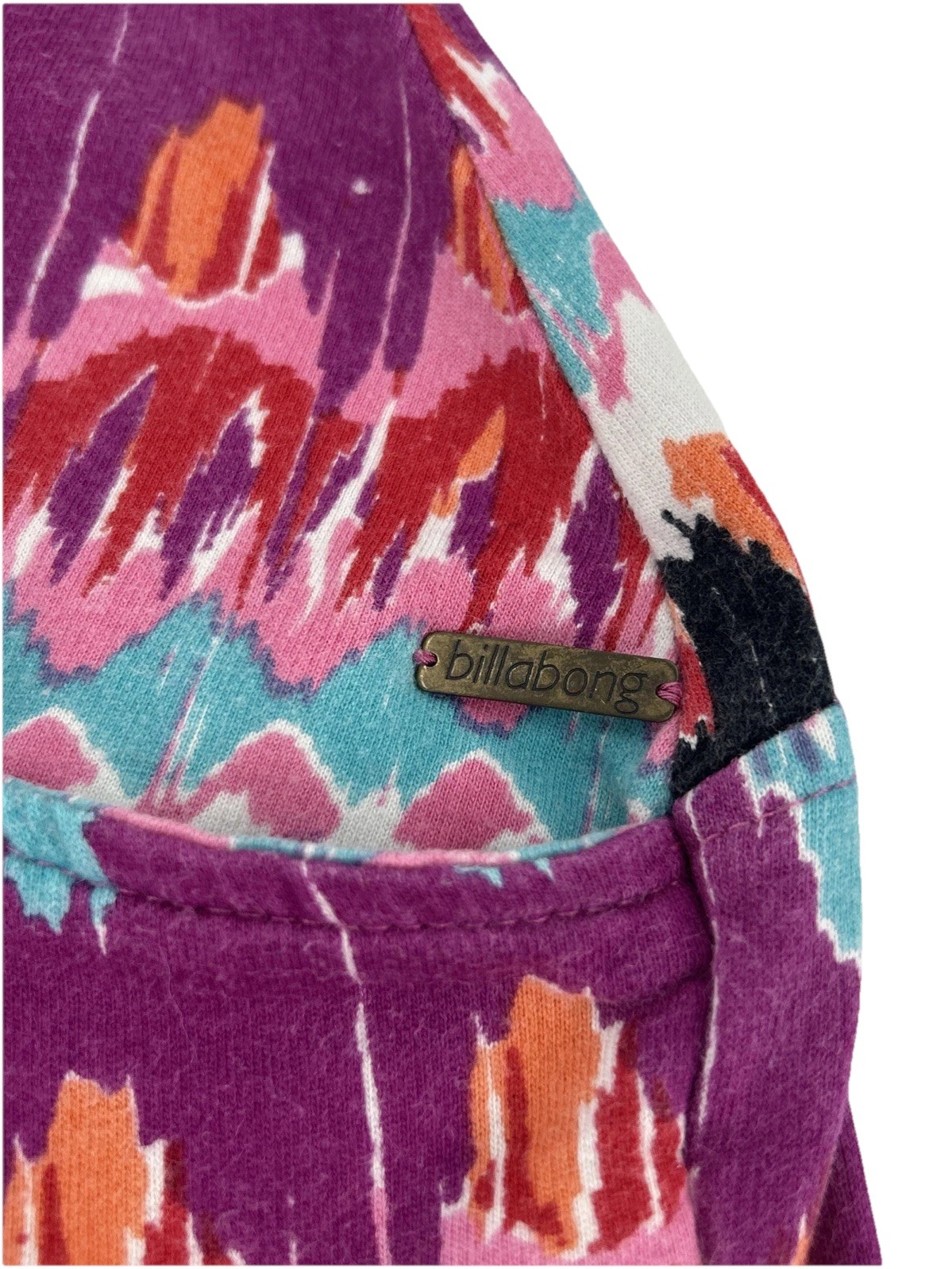 Billabong Strapless Mini Dress Large Multicolor Ikat Geometric Pockets JD08KMON