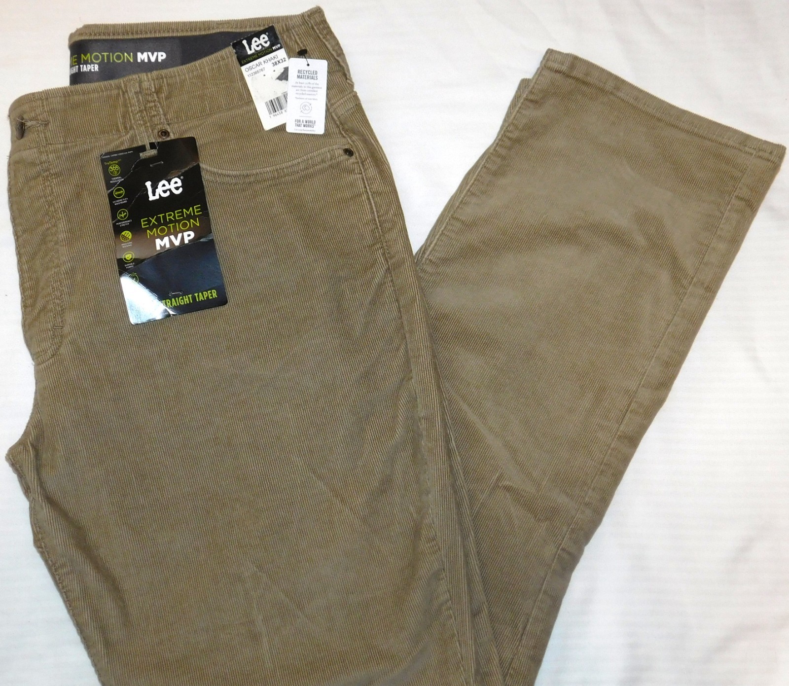 LEE Extreme Motion MVP Straight Taper Corduroy Pants Stretch Jean Cut Khaki