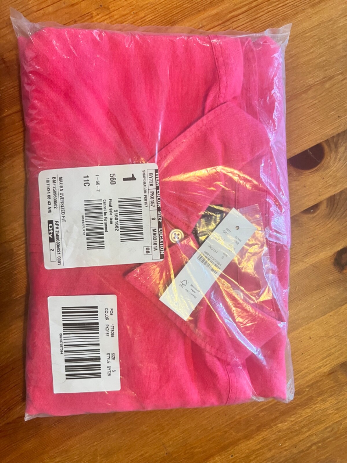 NWT S J.Crew Etienne Oversized Fuchsia Raspberry Shirt Baird McNutt Irish linen