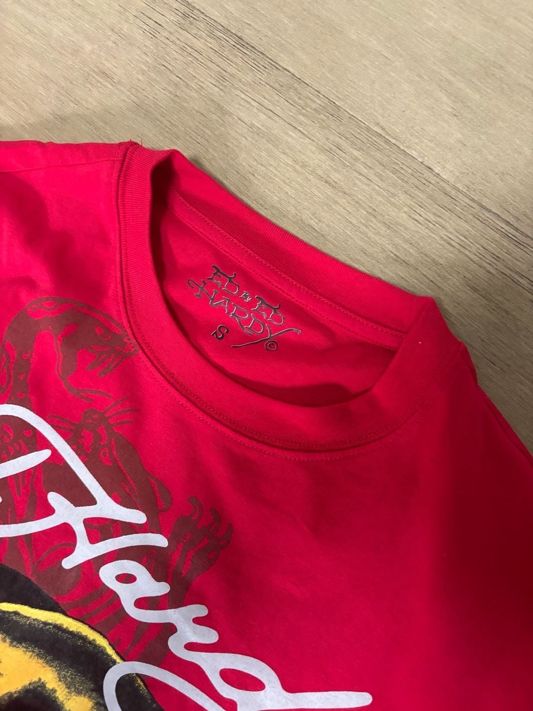 Y2K Ed Hardy Red Roaring Panther Graphic T-Shirt