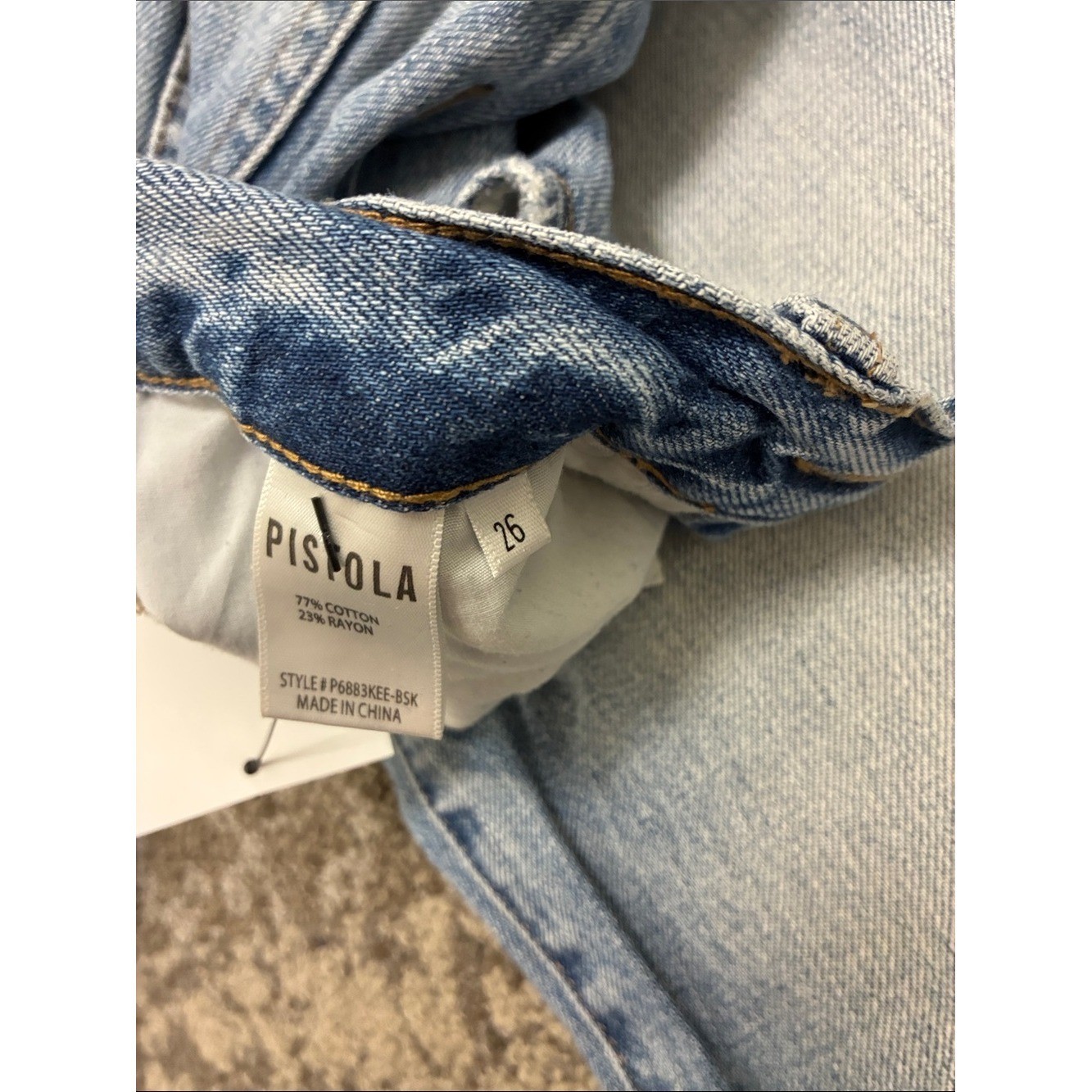pistola Light Blue Distressed Straight-Leg Jeans