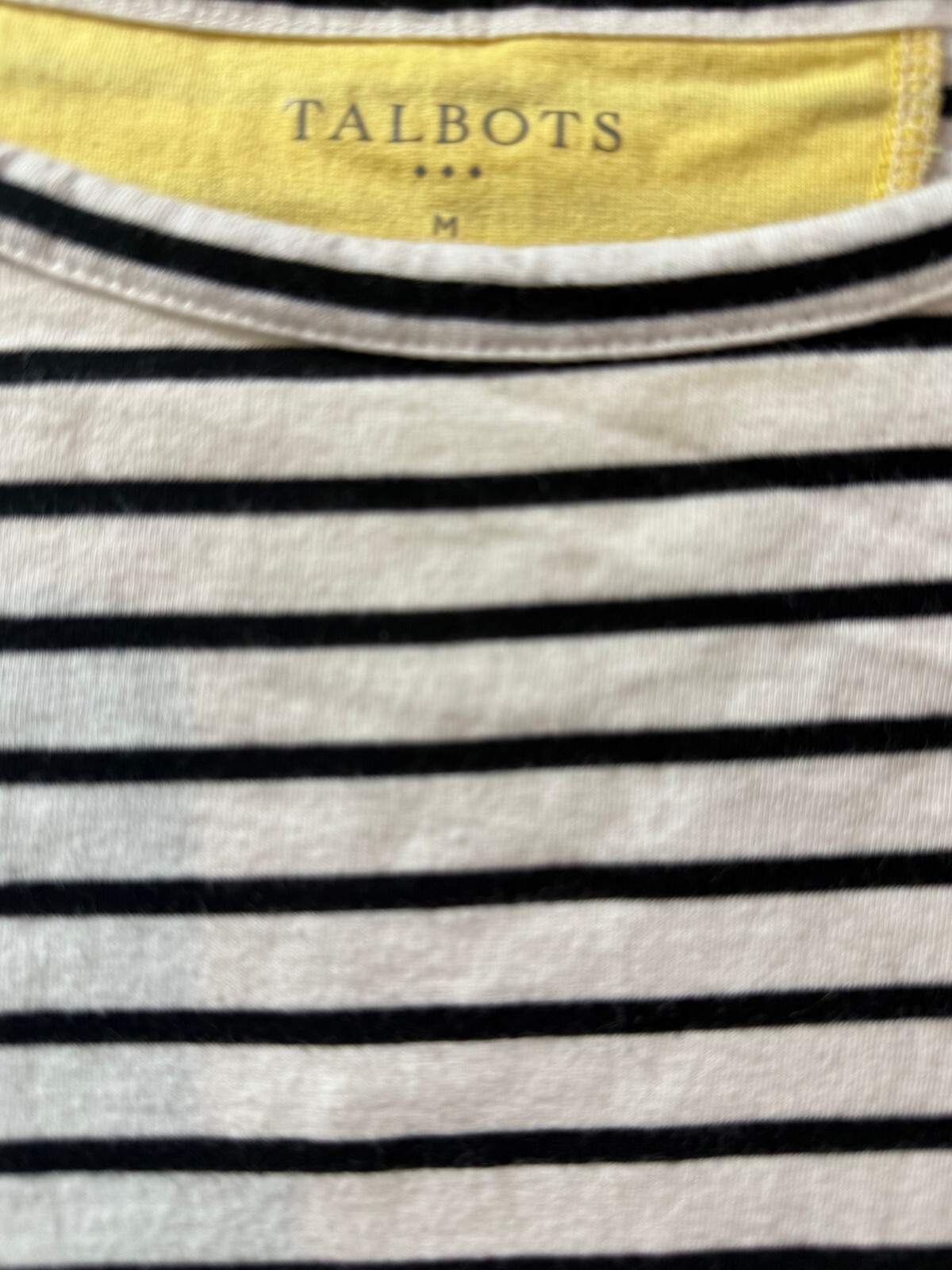 Talbots Medium Striped Long Sleeve Top with Yellow Cuffs