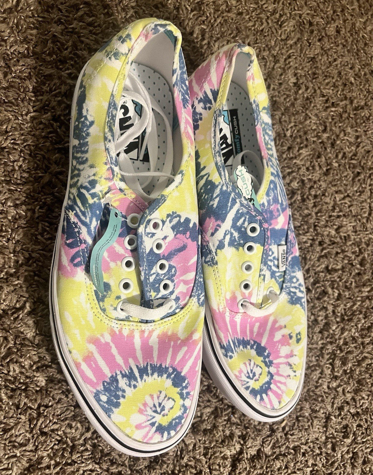 Vans ComfyCush Authentic Tie Dye Canvas Low Top Lace Up Sneakers Rubber Sole