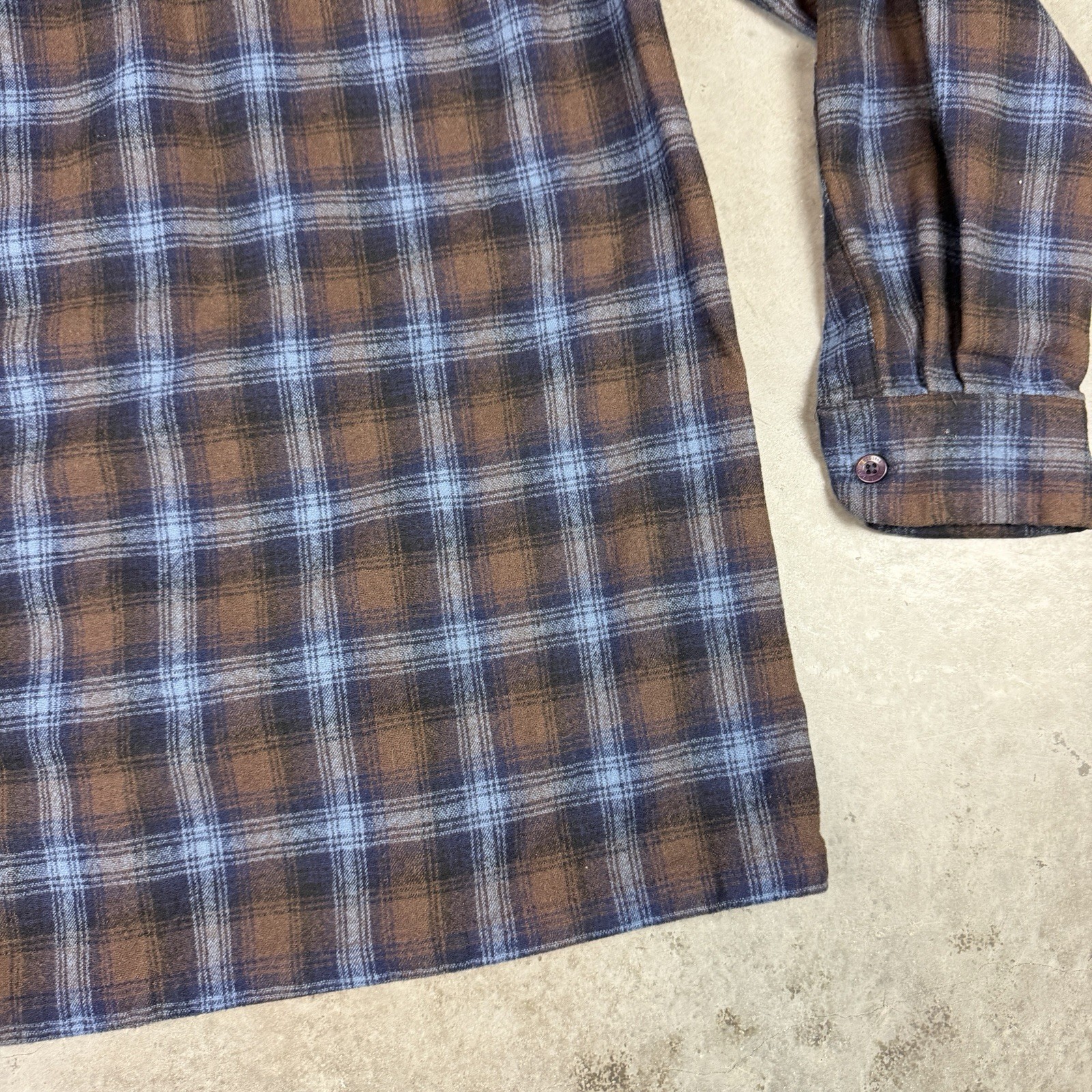Pendleton Flannel Shirt Mens Medium Blue Board Shirt Wool USA Preowned