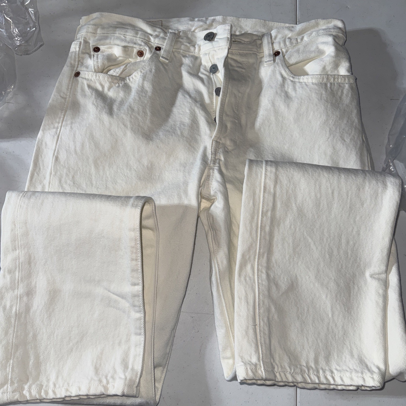 Levi’s 501 Denim Tears 28/30 White Straight Denim Jeans Button 28X30