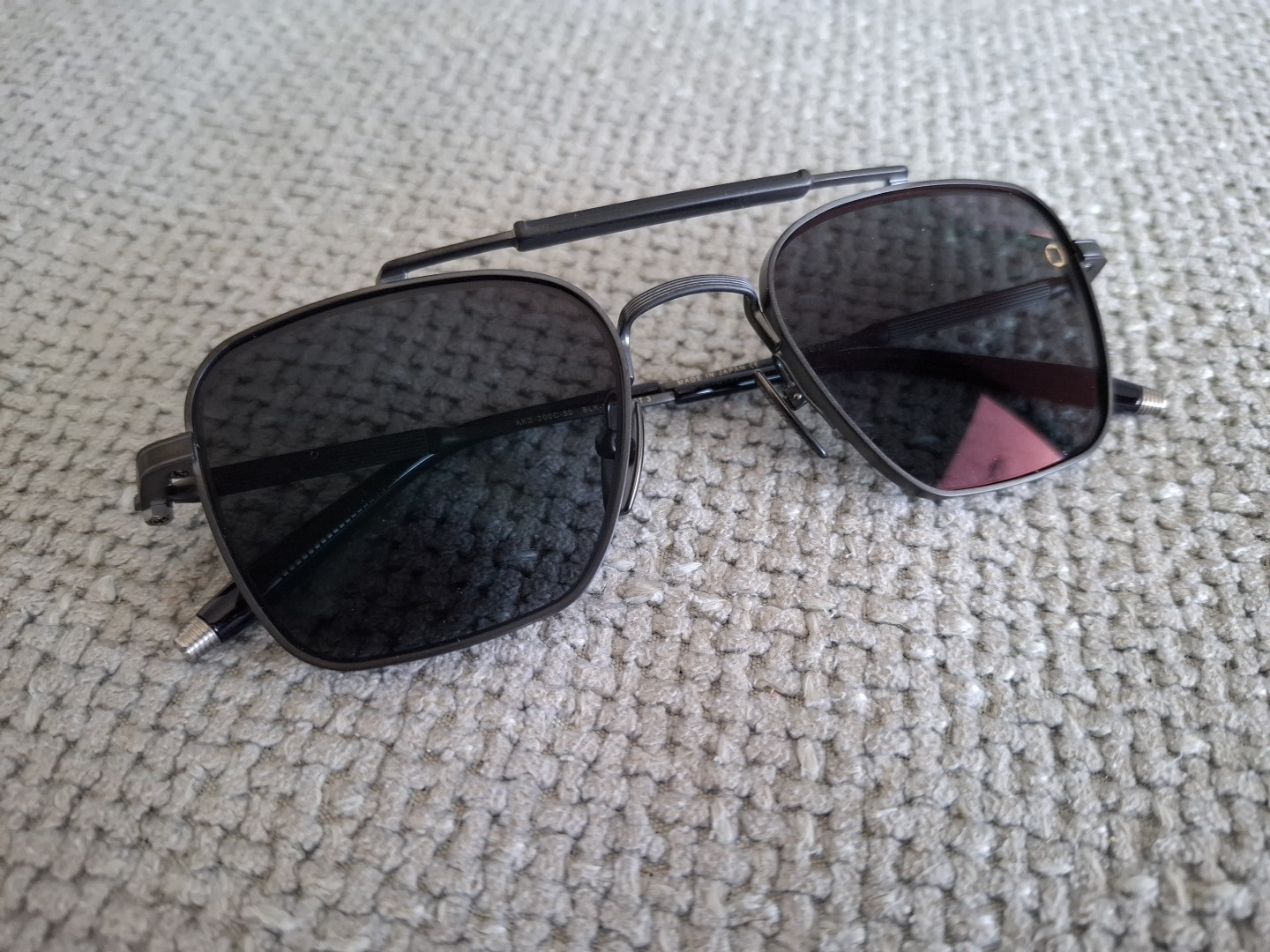 Akoni Aviator Sunglasses Model AKS-200C-50 BLK-NVY Mat Black With Blue Lns 50-21