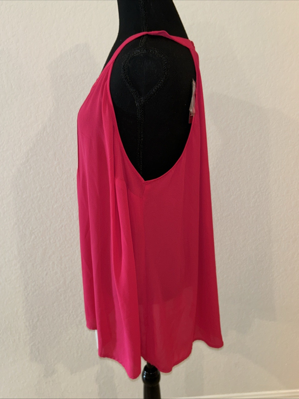 NWT Torrid 2 Tank Top Goddess Neck Pleated Georgette Watermelon Red Chiffon