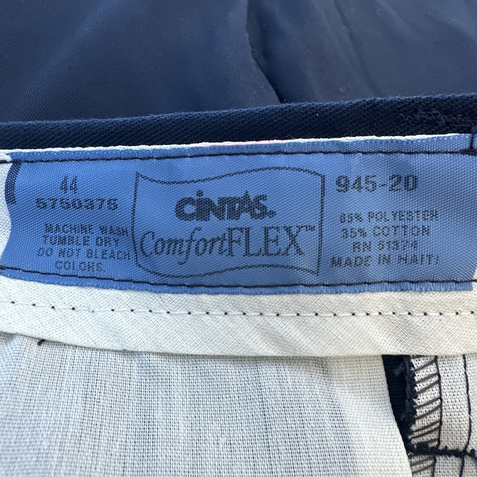 3 Cintas Comfort Flex Navy Blue Work Pants Size 44×30 #945-20 Very Comfortable