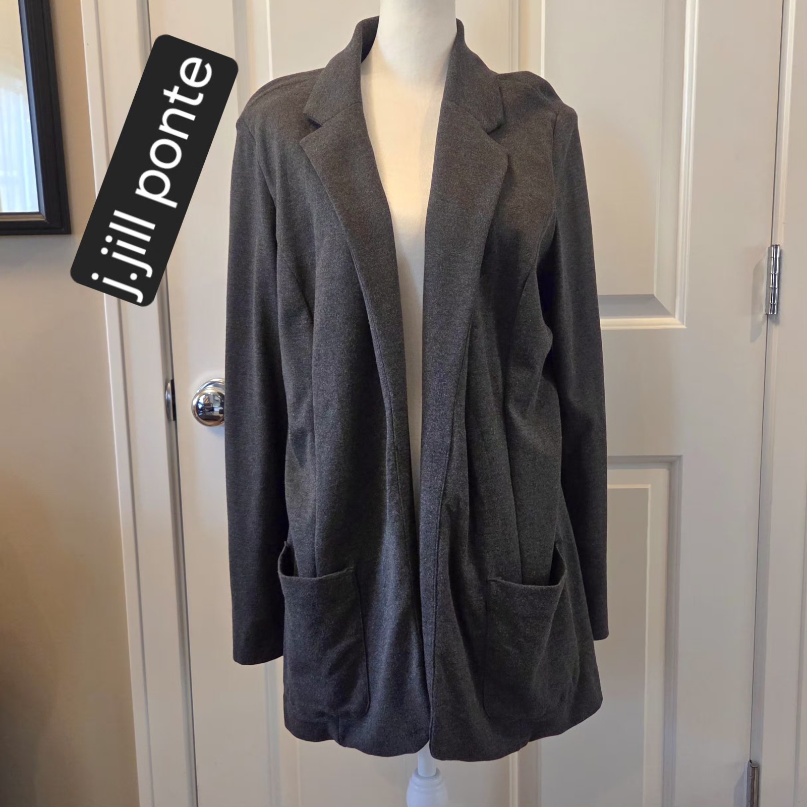J.jill Ponte Blazer Women’s M Charcoal Gray Soft Pockets All Seasons