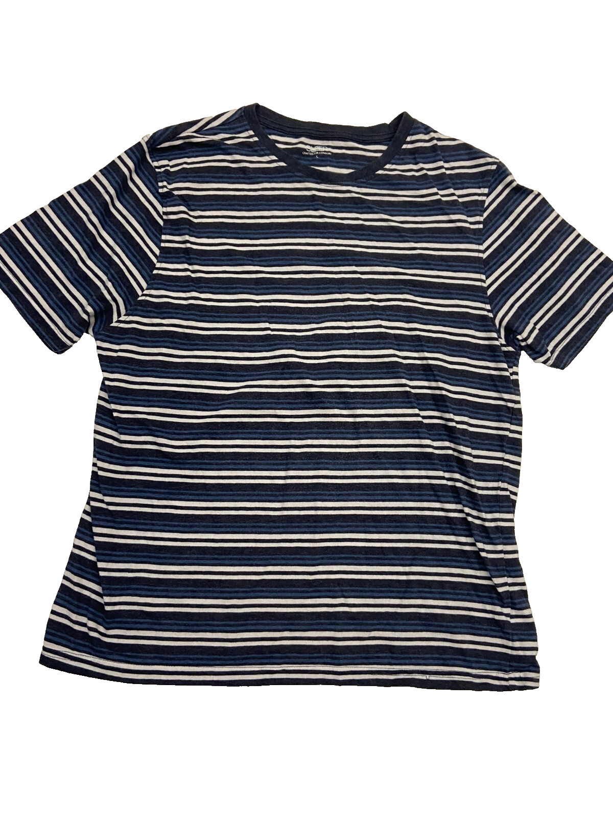 Matalan Women’s T-Shirt Blue White Grey Striped Round Neck Short Sleeve Size L