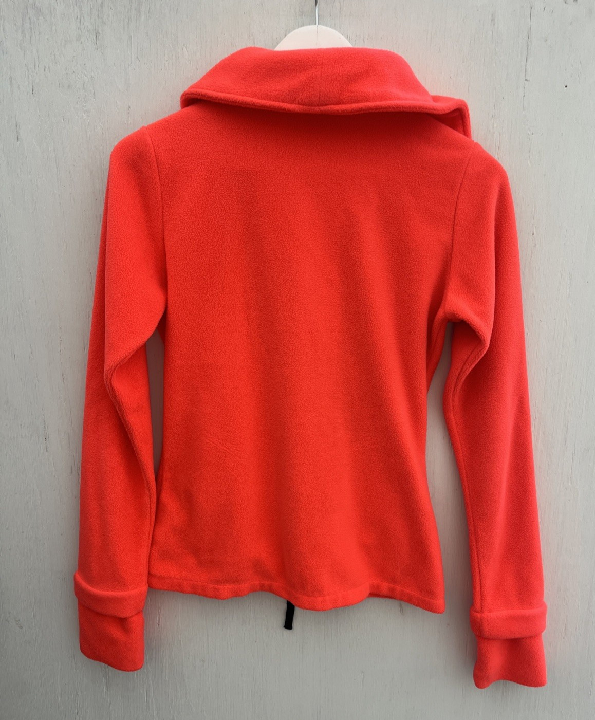 BENCH Vibrant Orange Logo Mock Neck Full Zip Fleece Jacket Pockets Women Size M