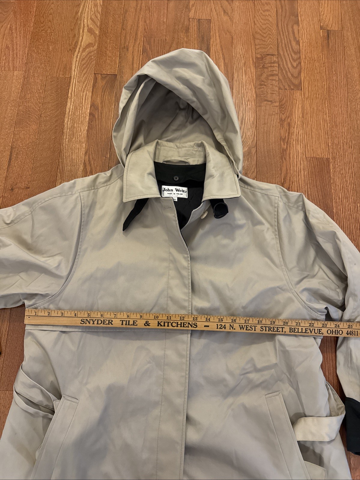 John Weitz Black Trench Thin Insulate Size 18 Petite Made in Poland