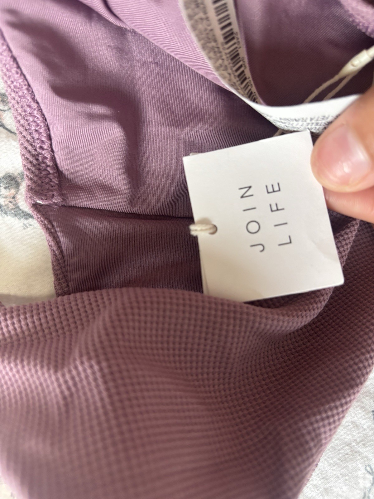 NEW WITH TAGS Oysho Join Life Bikini Bottoms dusky purple ribbed fabric Size M