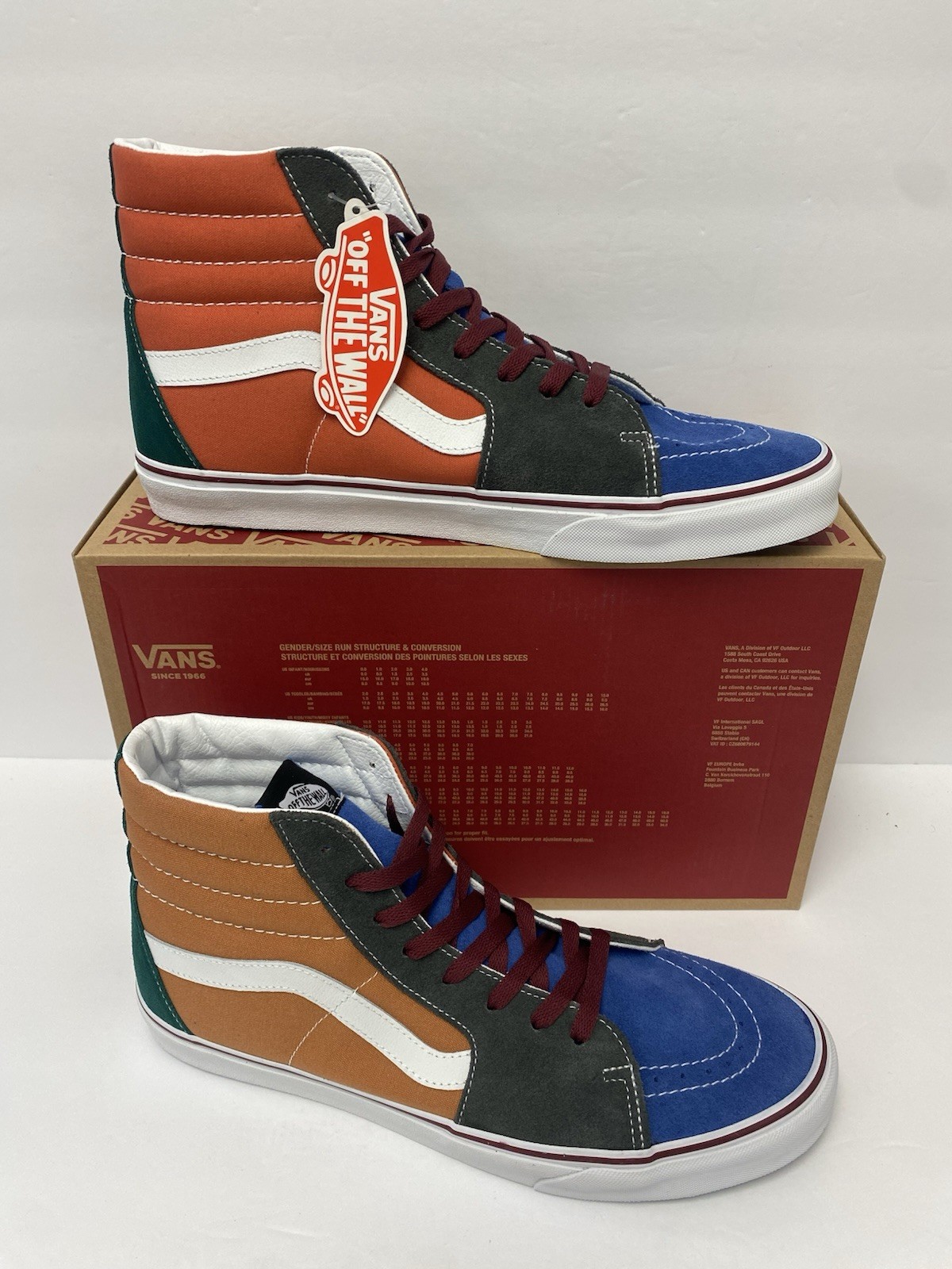 VANS M 13 SKATE Sk8 Hi Multi Blue Green Orange Skate Shoes New In Box !!