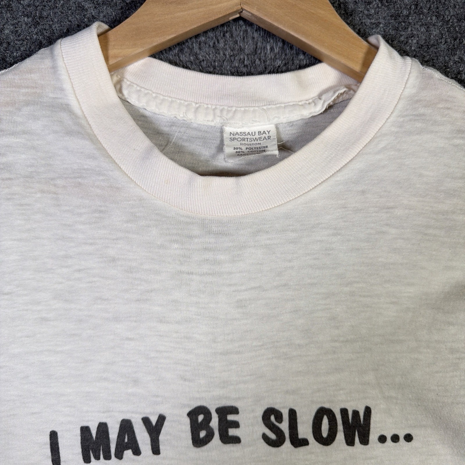 True Vintage Turtle Shirt Mens Medium White 70s Funny Quote Flower Thin Rare USA