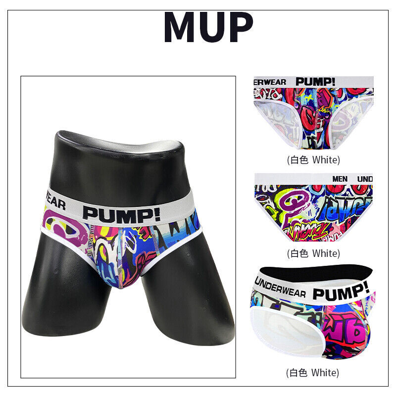 PUMP Men Sexy Printing Low Waist Briefs Bikini Underwear Underpants Jockstrap