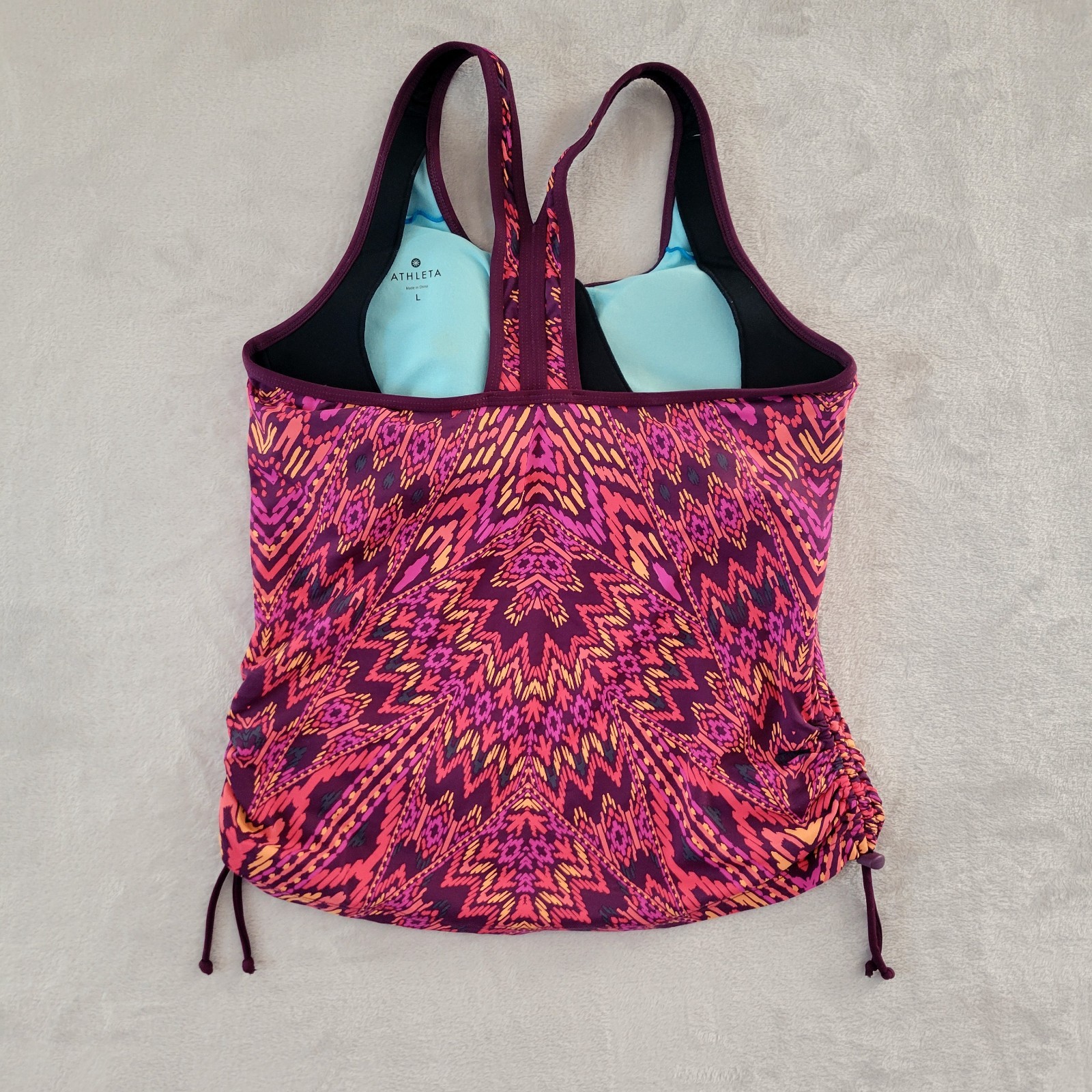 Athleta Raspberry Cayo Coco Ready To Run Tankini Swim Top L Padded