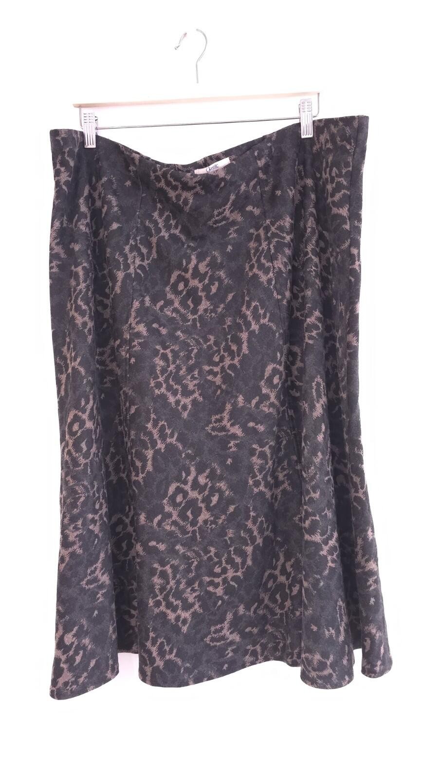 Marks & Spencer M&S Classic Womens Leopard Print Midi Skirt Elastic Waist -Sz 22