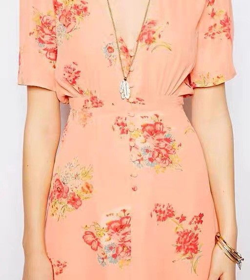 ASOS Boho Chic Peach Floral Maxi Dress V-Neck Flowy Summer Dress