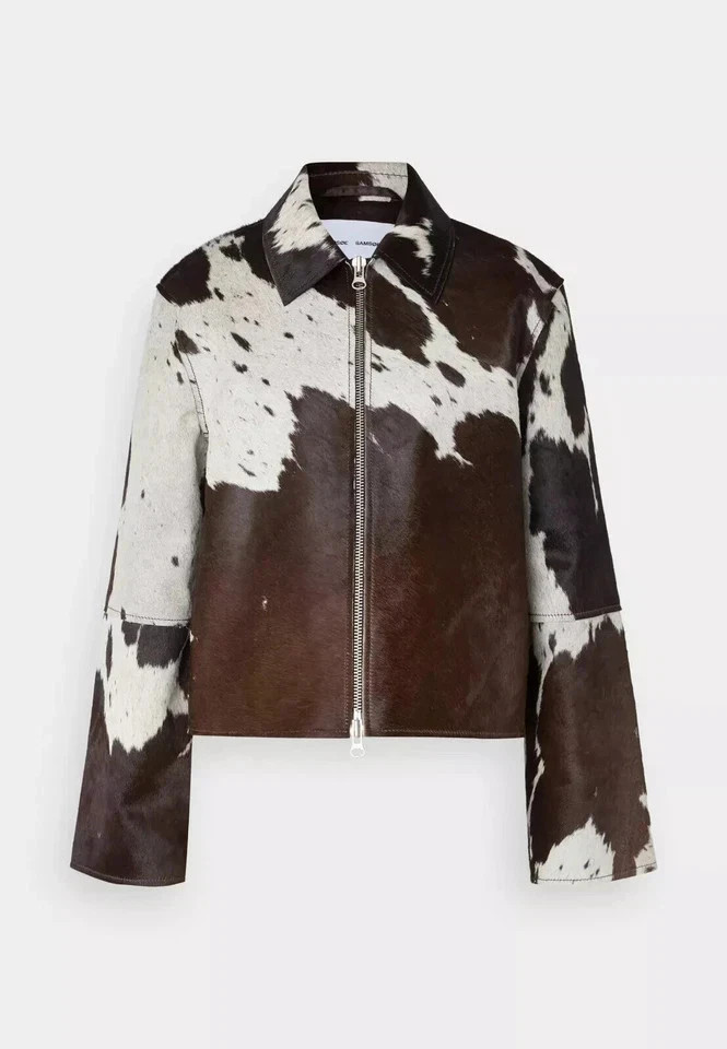 Genuine Cowhide Leather Jacket for Women | Natural Hair-On Cow Skin Gift For Her