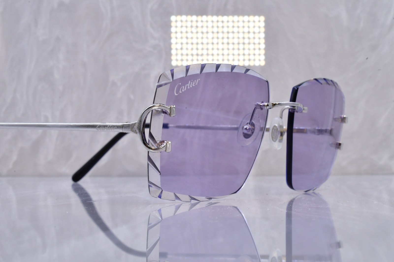 Cartier rimless sunglasses BIG C transition grey diamond Lens Piccadilly CT0092O