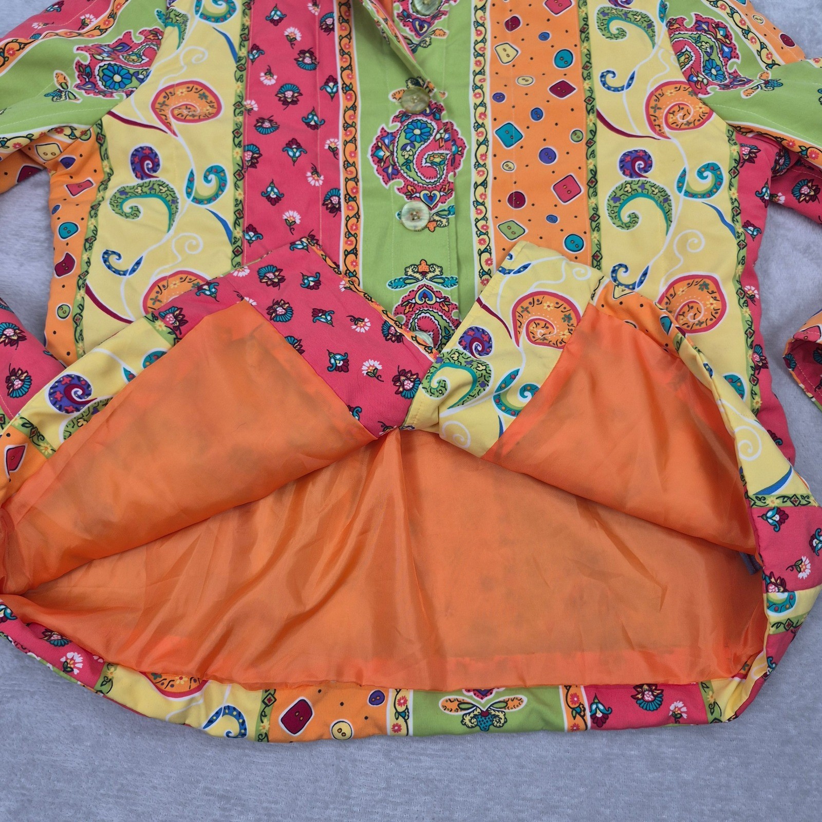 KORET Colorful Paisley Print Button Quilted Blazer Jacket Womens S Grandma House