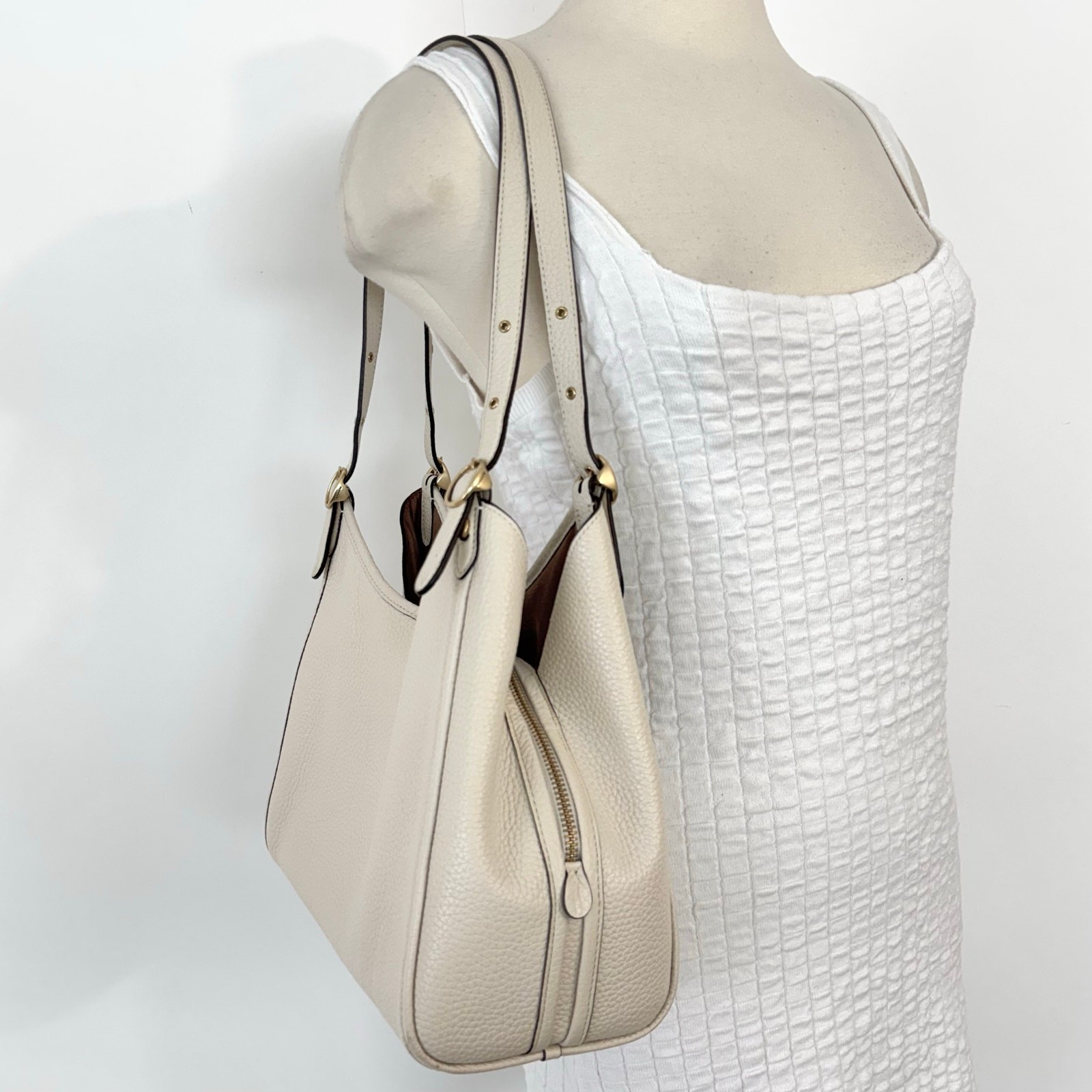 Coach Lori Shoulder Bag Refined Pebble Leather Chalk Off-White C4824