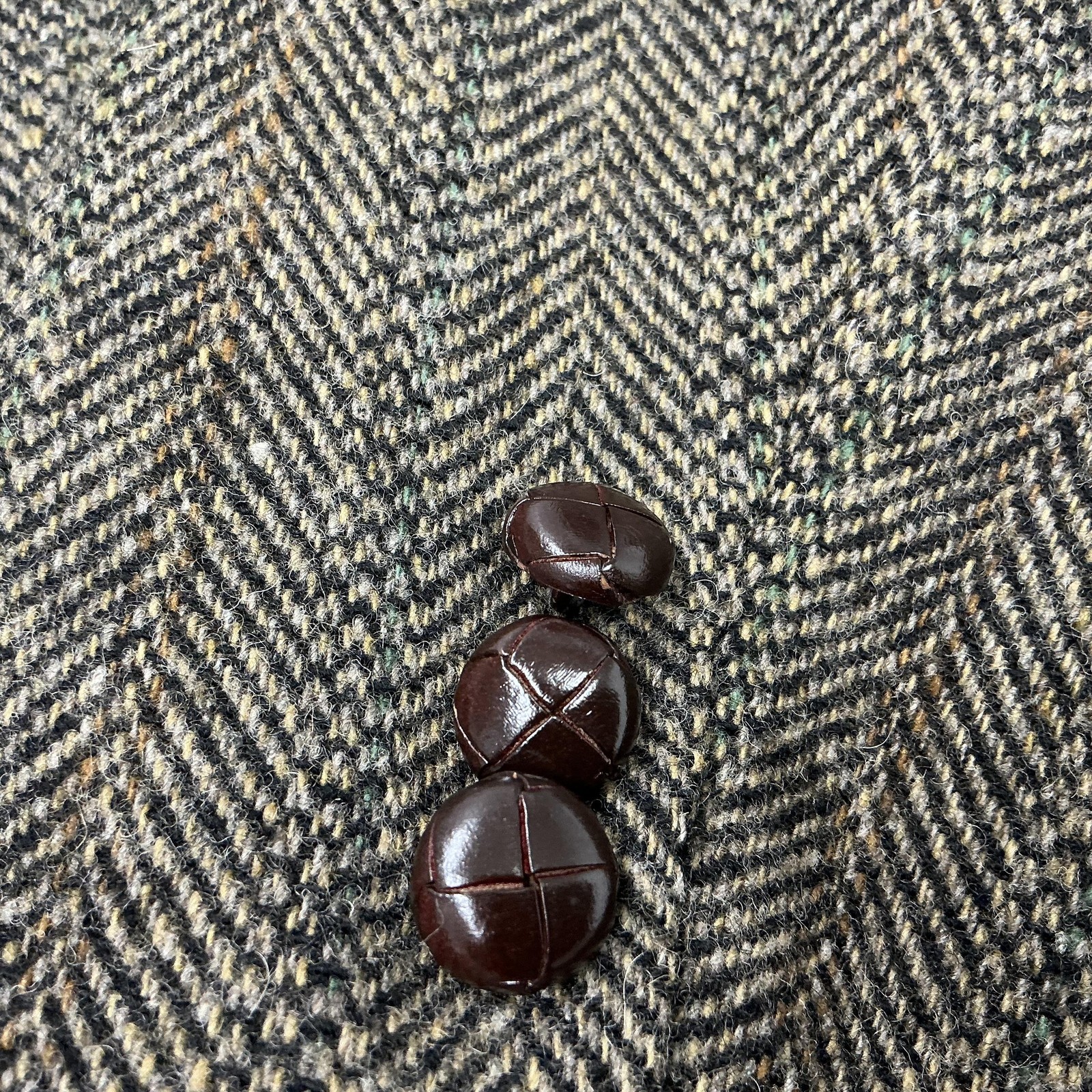 Deansgate Blazer Mens 48L Brown Herringbone Tweed Wool Sport Coat jacket Leather