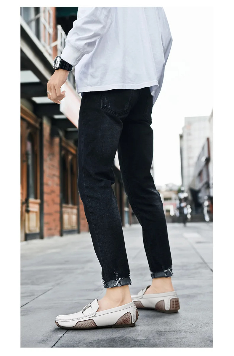 Mens Casual Leather Shoes Cowhide Loafers Genuine Leather Flats Driving Sneakers