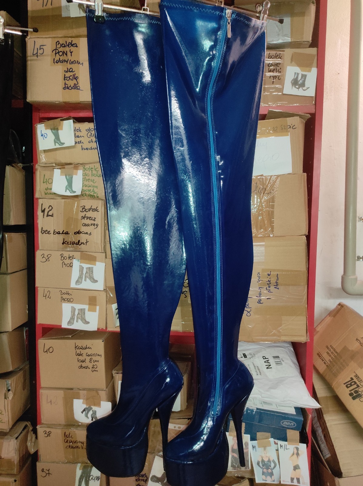 Rubber boots over the knee heel 20 cm platform 8 cm 37 38 39 40 41 42 43 44 45 46 47