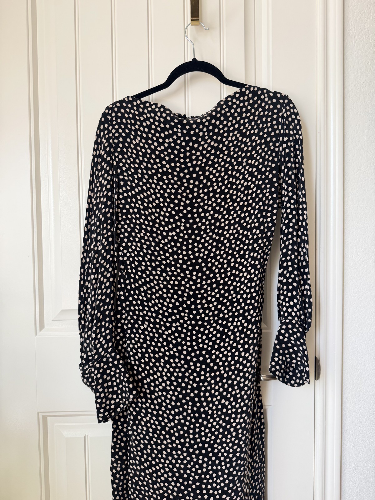COS Women’s Black White Polka Dot Midi Dress Long Sleeve Size EU 42 US 10