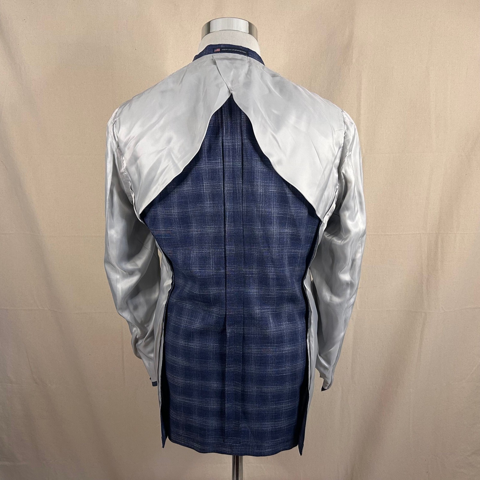 NEW Hart Schaffner Marx 40R Sport Coat Wool Blend Blue Plaid Two Button Vented