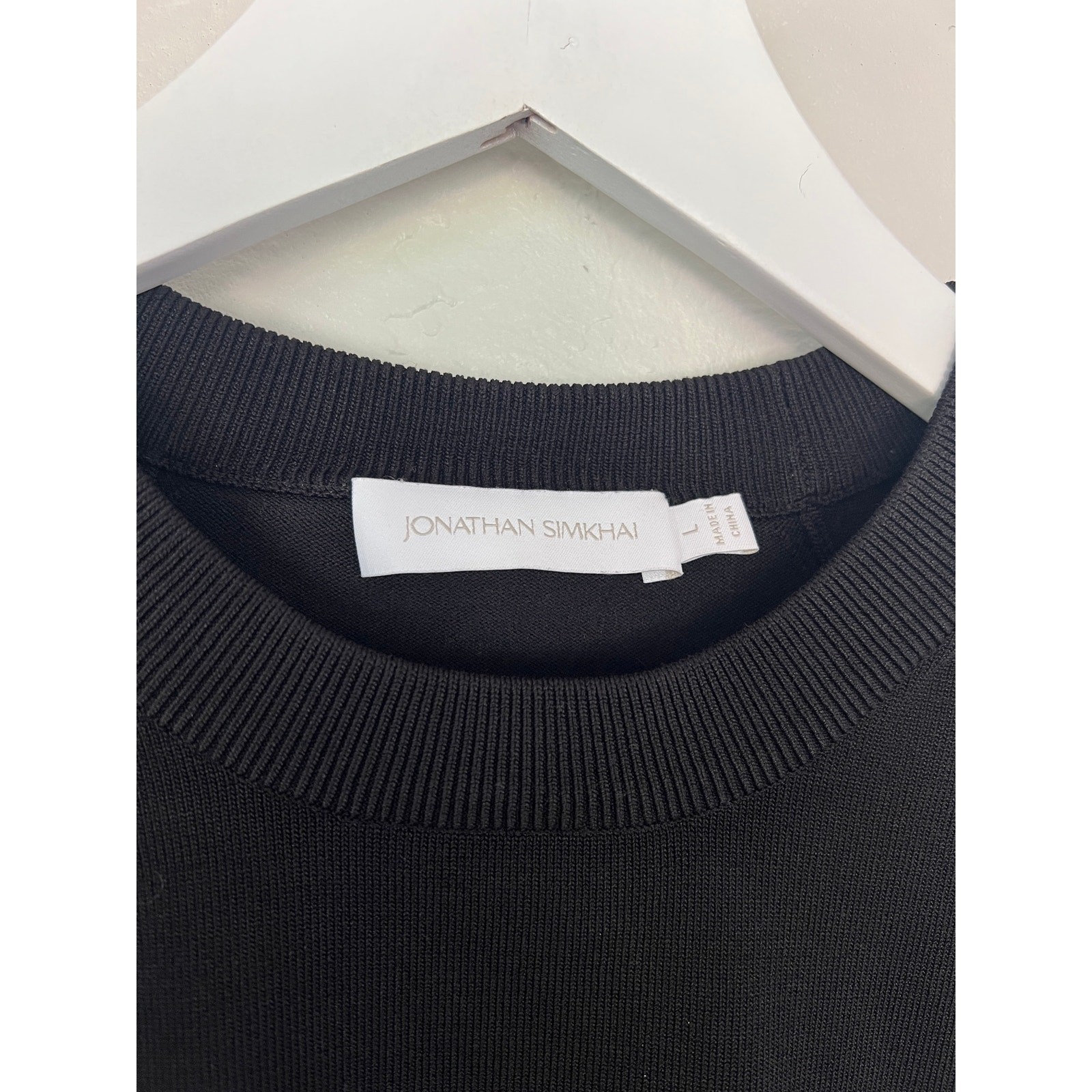 Jonathan Simkhai Black Gold Button Cutout Sleeve Knit Sweater Top L