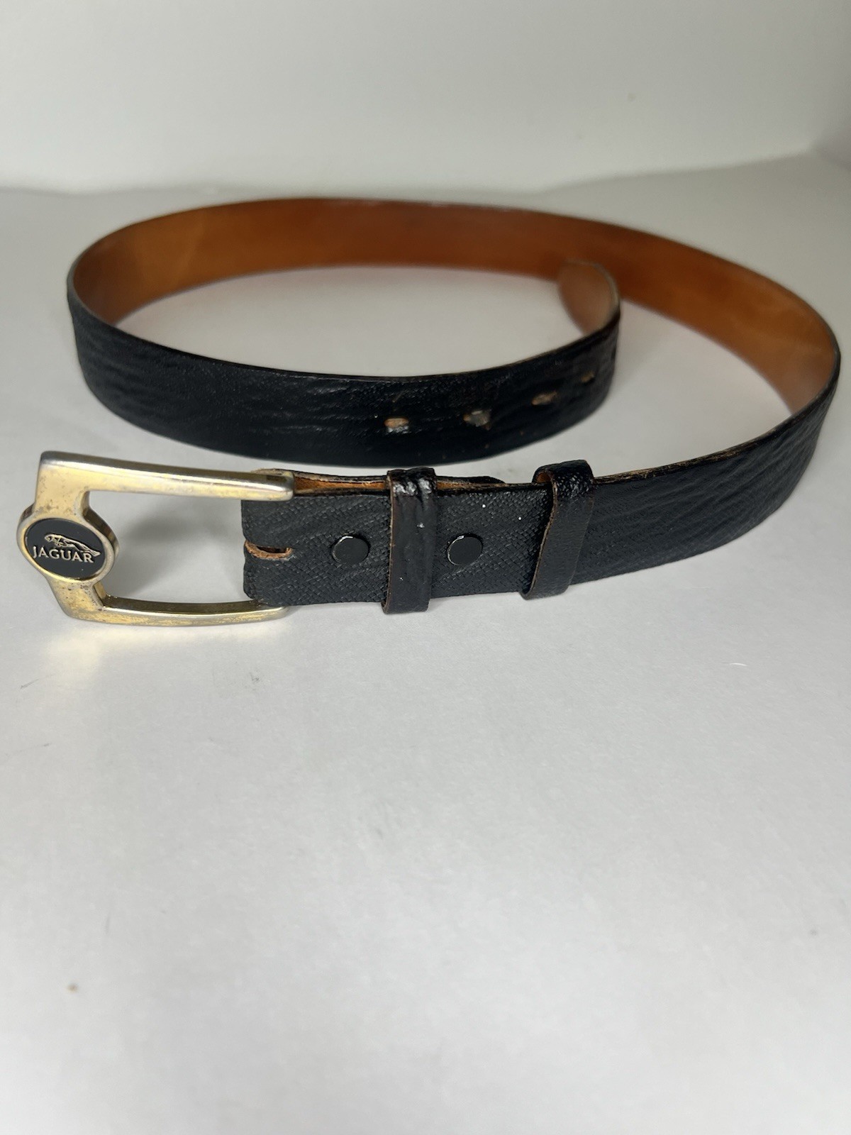 Vintage Crescent Genuine Sharkskin Belt Sz 32 Jaguar Buckle Black