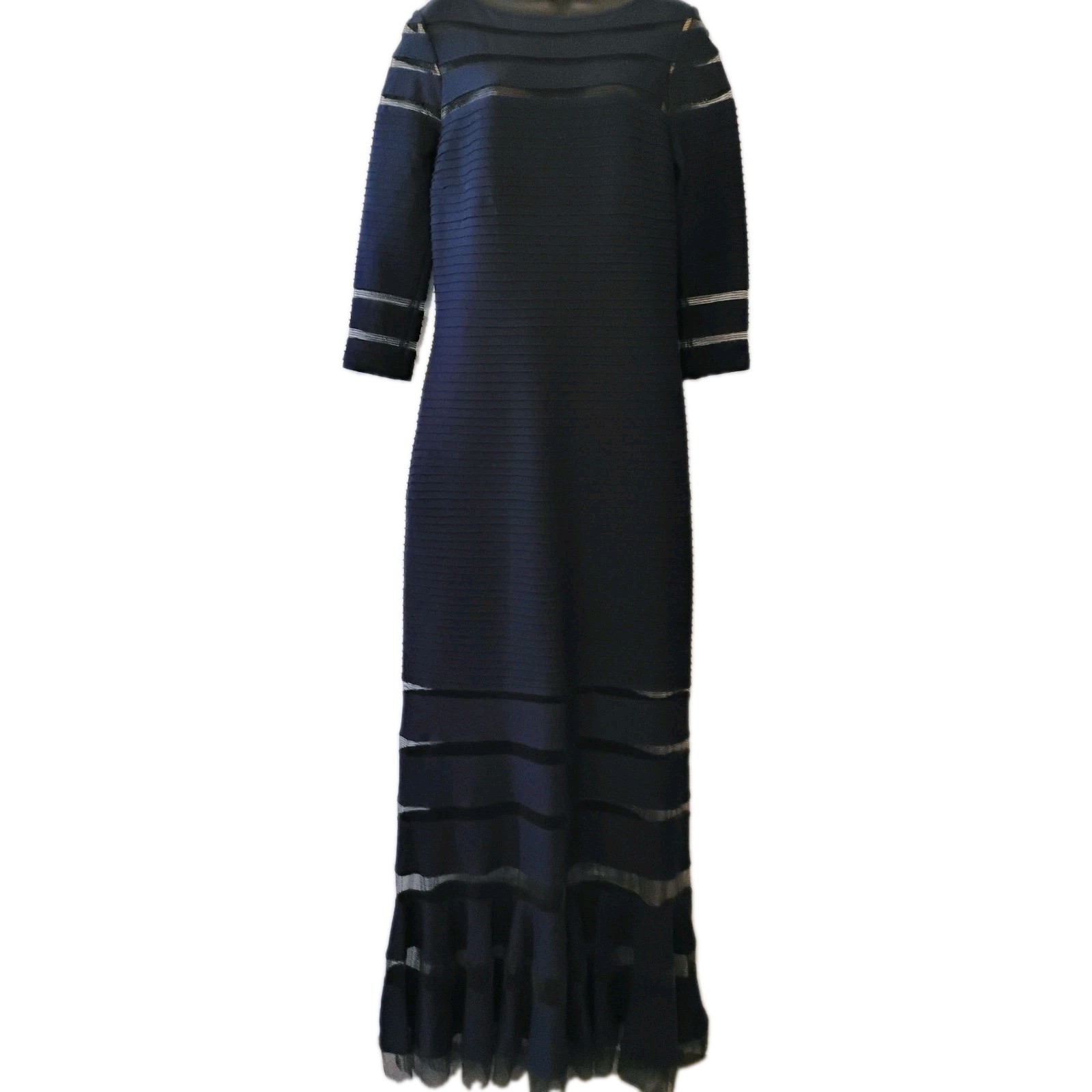 Tadashi Shoji Navy Sheath Full Length Dress Gown Size Medium