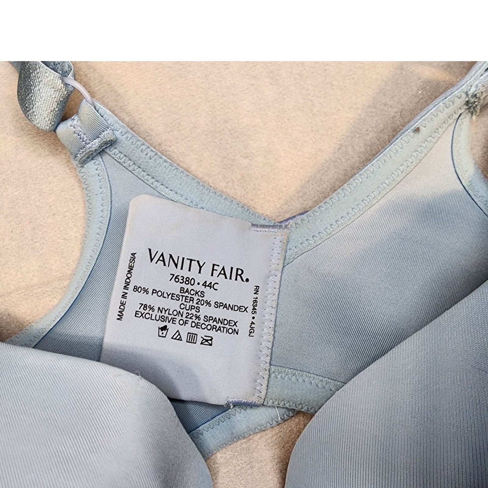 Vanity Fair Underwire Bra Women 44C Blue Excellent Back Smoothing 76380 Lace