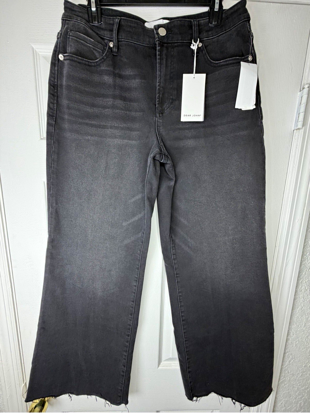 Dear John Women’s Black Dark Wash High Rise Wide-Leg Stretch 5-Pocket Jeans 30