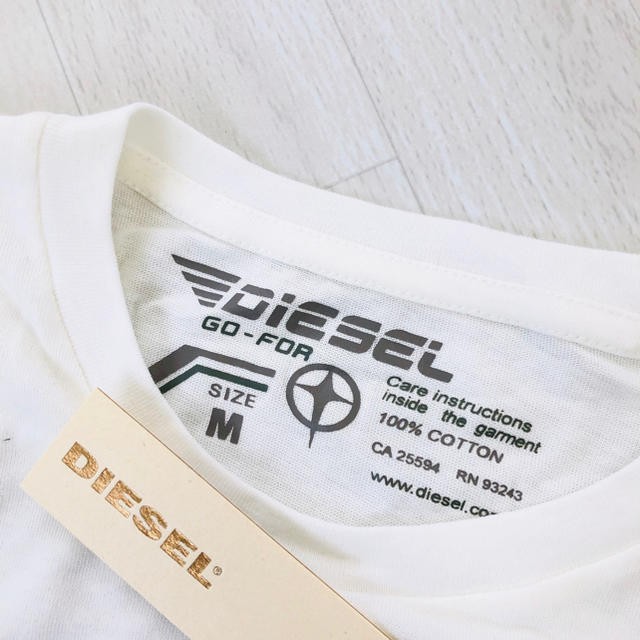 Diesel Long T-Shirt White/Moss Green Print M Used Japan