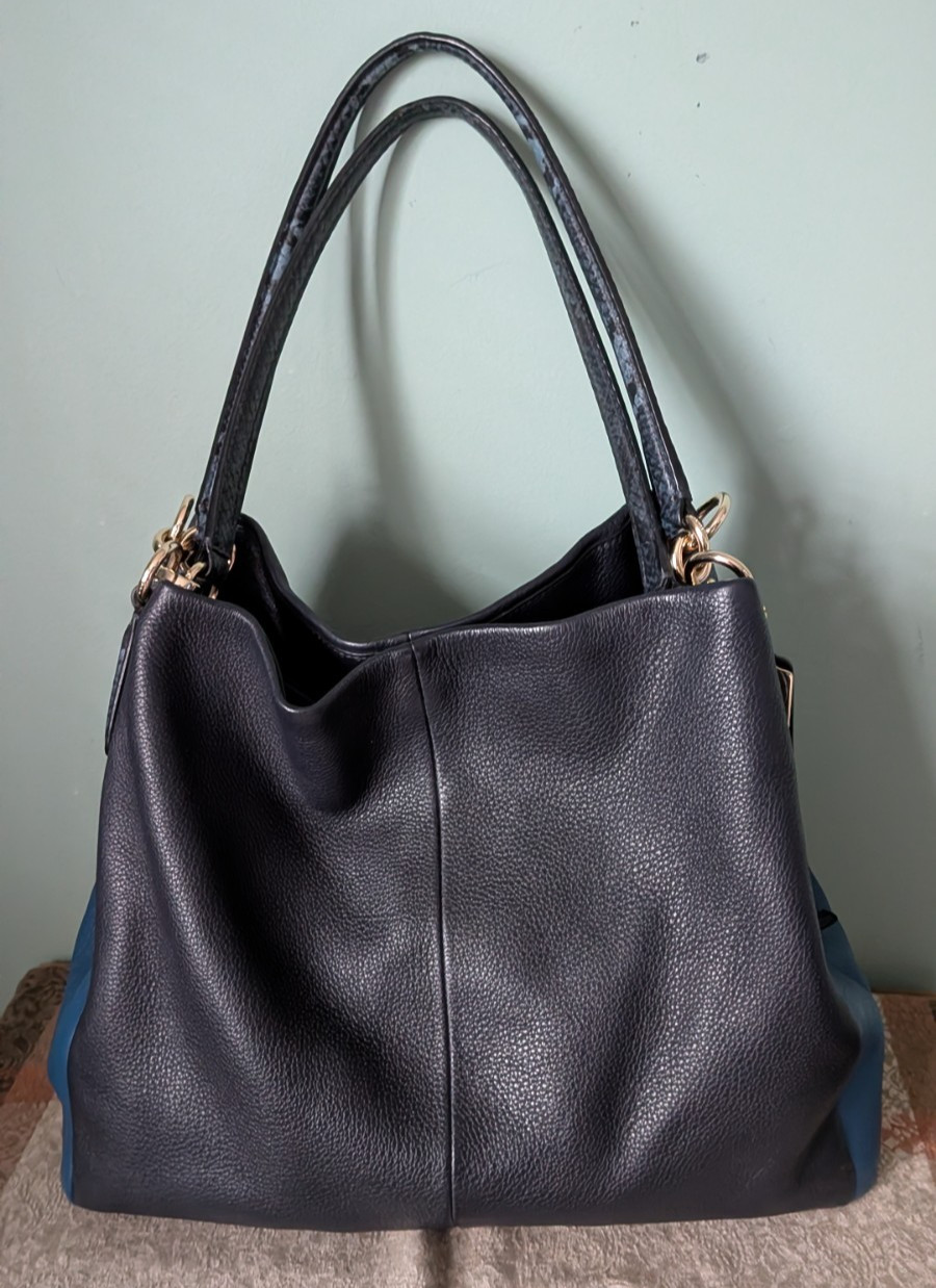 Coach Madison Phoebe Exotic Colorblock Leather 3 Compartment Shoulder Tote VGUC