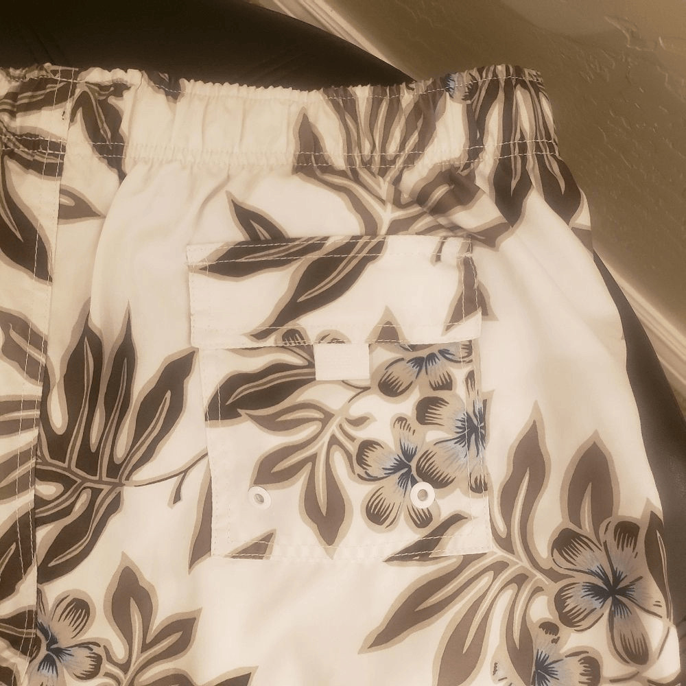 MERONA Men’s XL ( 38-42″) White/Moss Floral Brief Lined Trunks