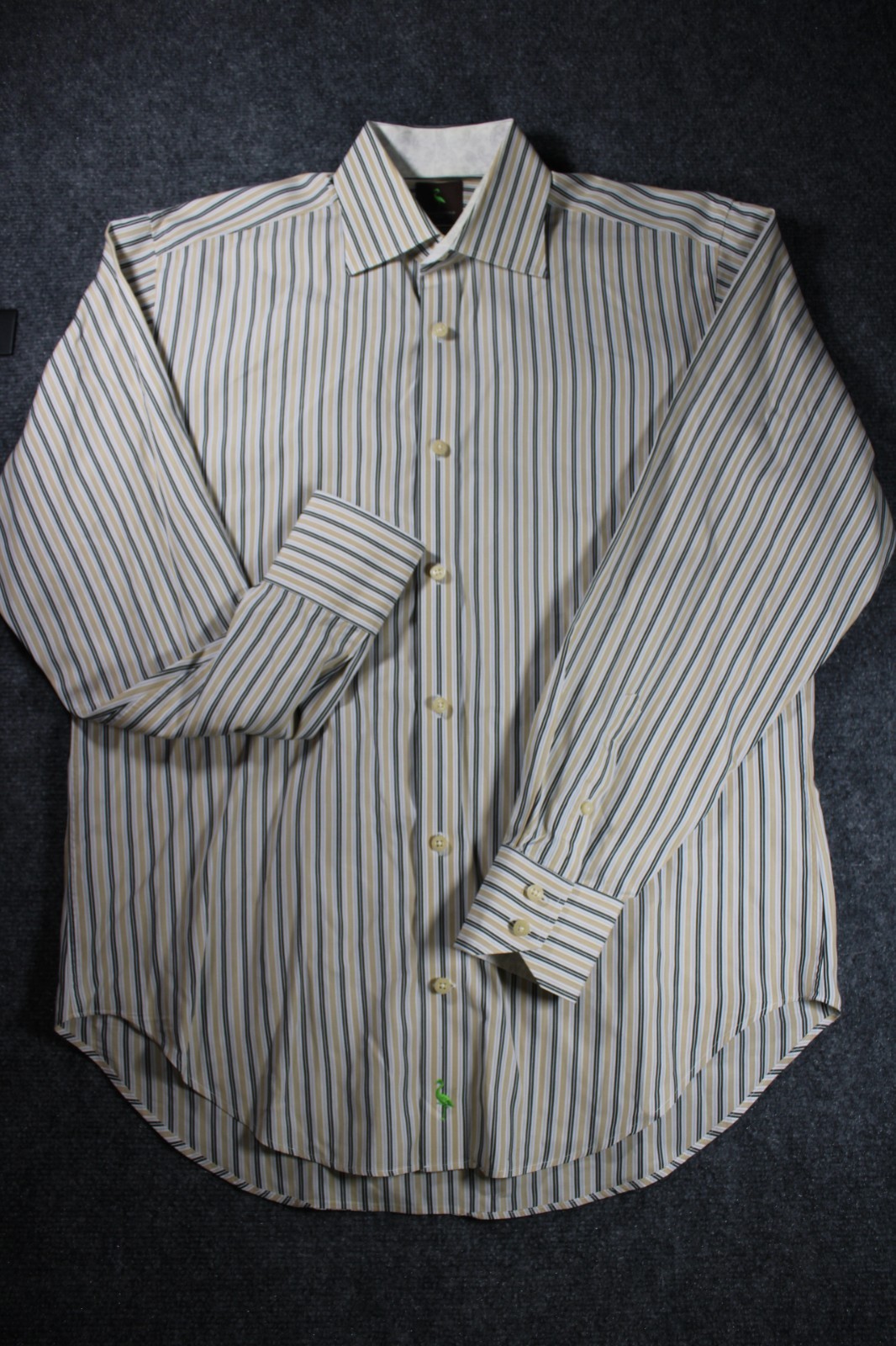 TailorByrd Men’s Medium White Striped 100% Cotton Button Down Shirt Lightweight