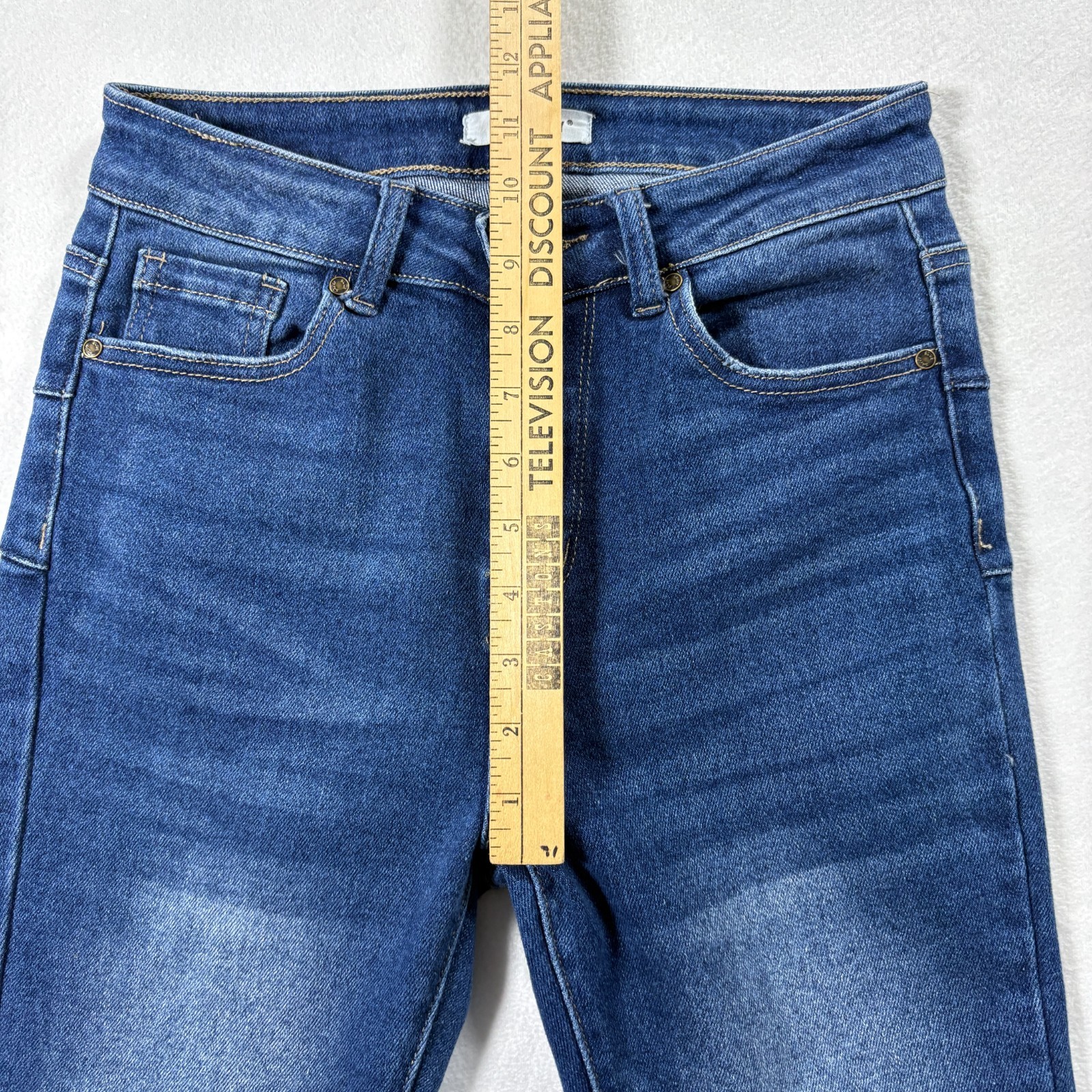 Blue Savvy Jeans Womens 3 28 Skinny High Rise Dark Wash Frayed Hem Denim Stretch