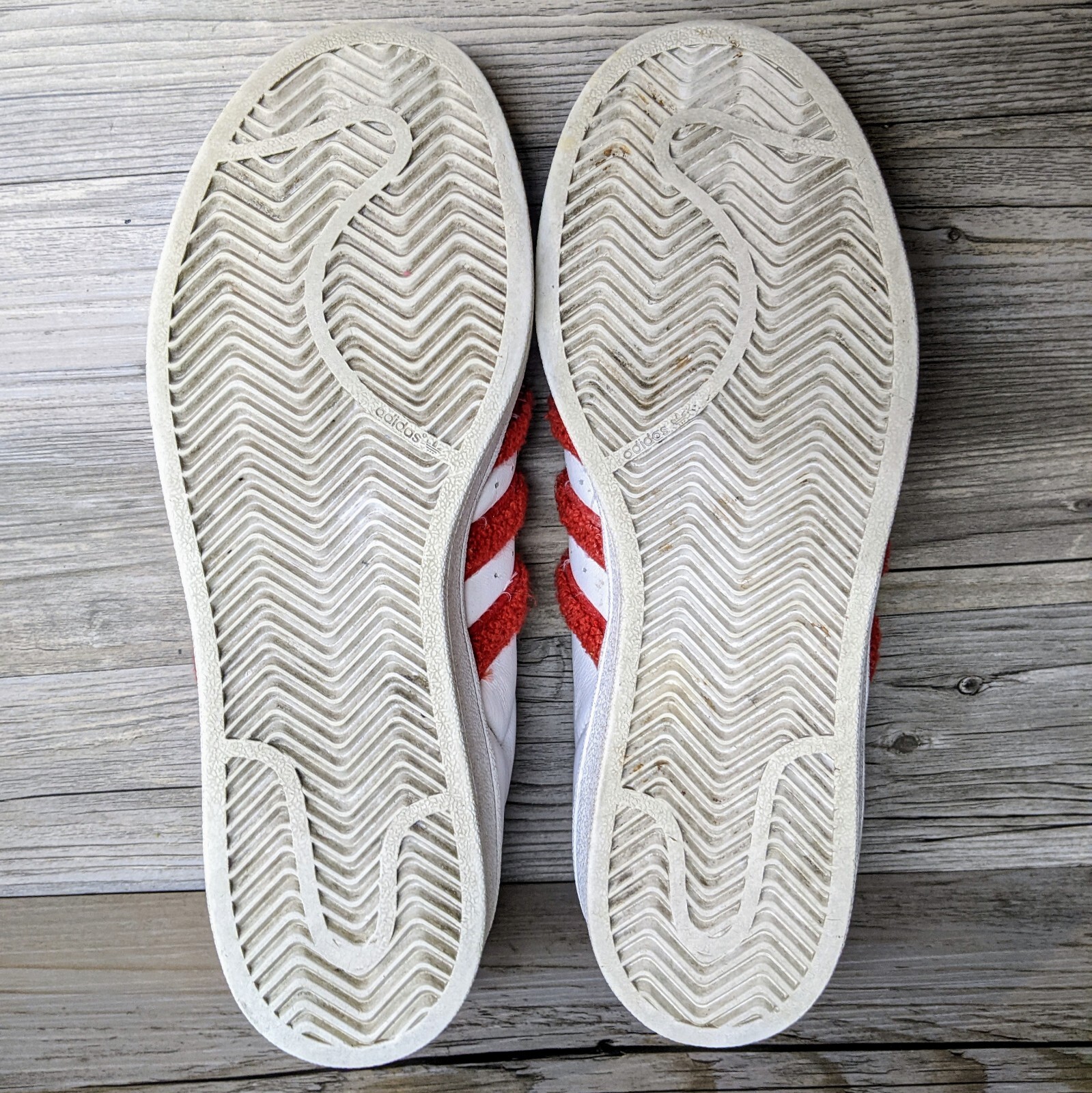 Adidas Womens Originals Superstar Sneakers # S76151 3 Stripe Red Terry Size 7.5