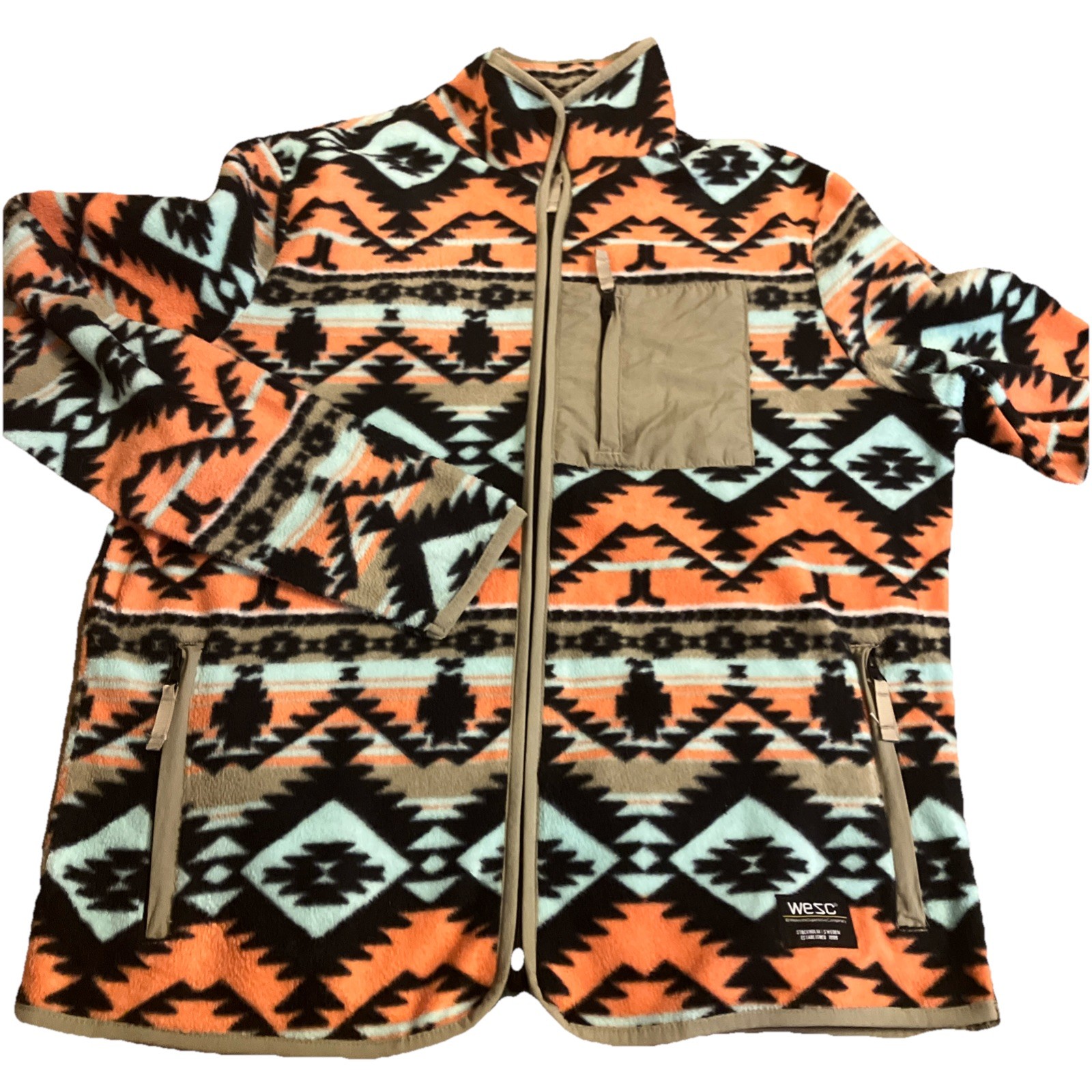 WESC Fleece Jacket Mens & Womens Southwest Aztec Full Zip Mens L Womens XL