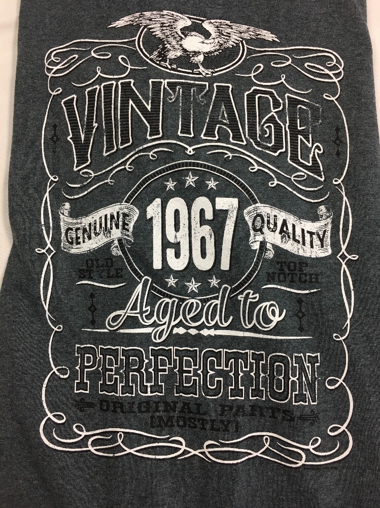 ShirtInvaders Vintage Aged Perfection 1967- Distressed Print – Birthday 2X