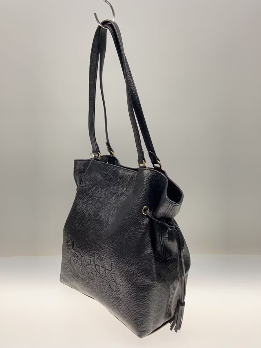 COACH Tote Bag Leather BLK CA200 Andy Horse and Carriage Tassel