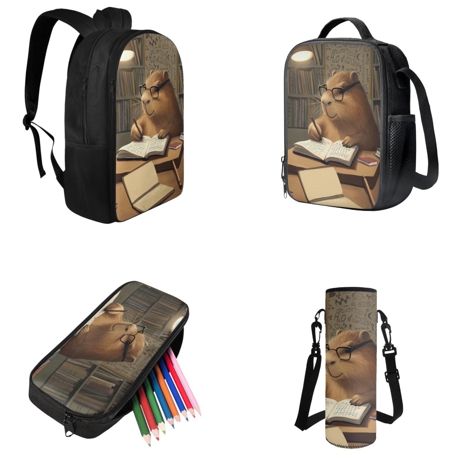 Cool Capybara Backpack with Lunch Box Boys Back to School, Backpack for 2nd B…