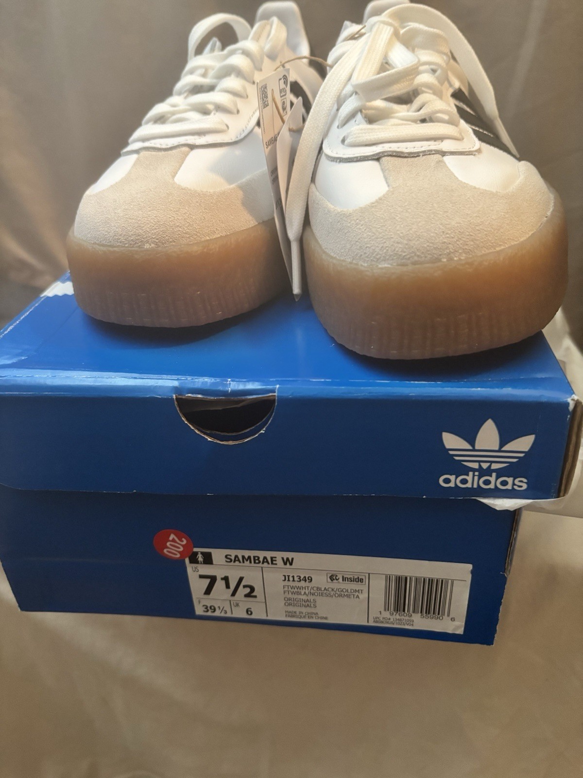 Adidas Originals Sambae Cloud White Metallic Gold Women’s Shoes JI1349 (B)