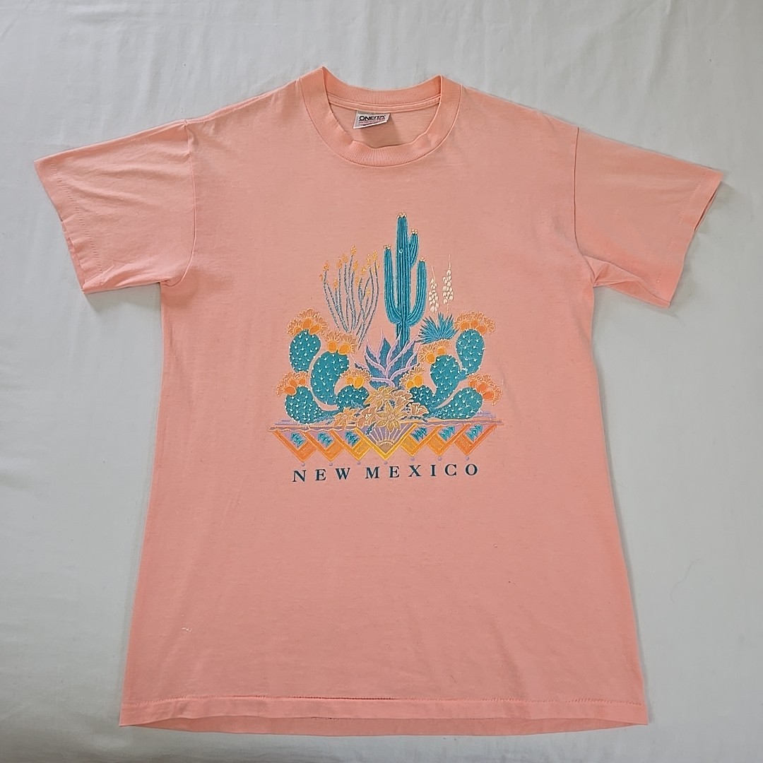 VTG 90s Single Stitch T Shirt New Mexico Cactus Puffy 3D Graphic Print Oneita M