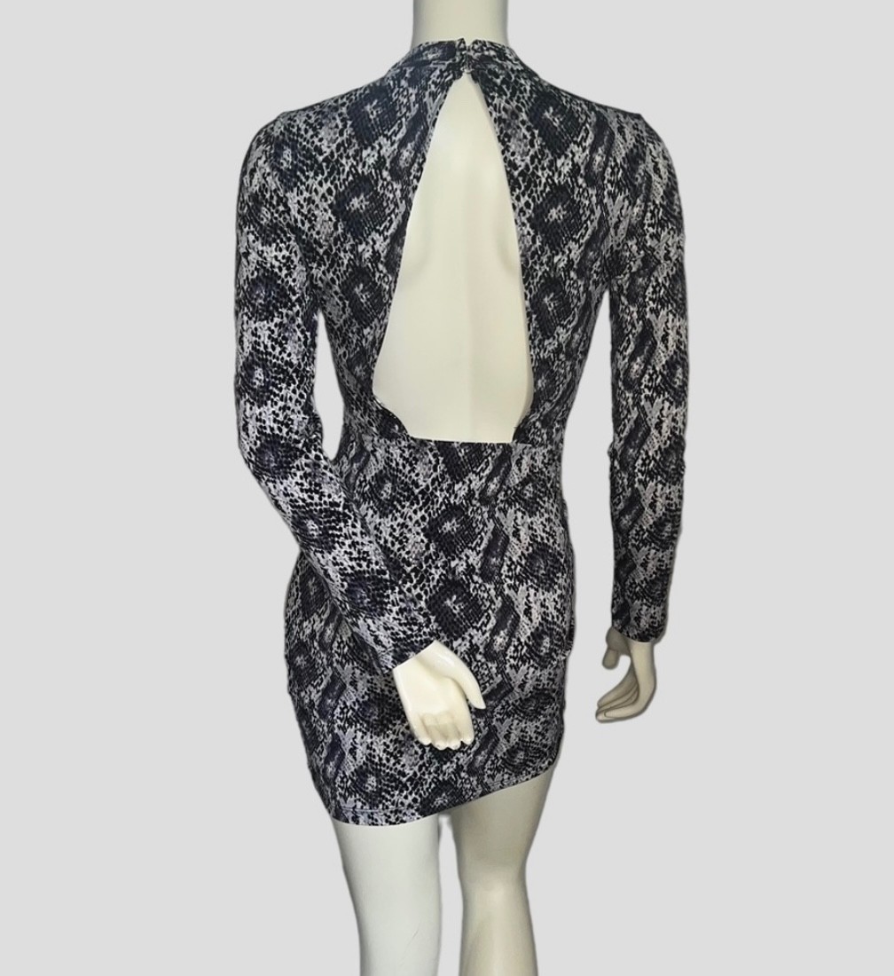H&M Divided Snake Print Open Back Bodycon Mini Dress Size S / Y2K Glam Femme
